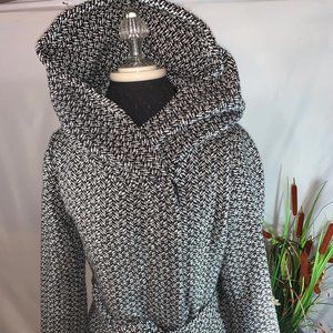 Mossimo Peacoat/ Hooded Black White Coat Sz M